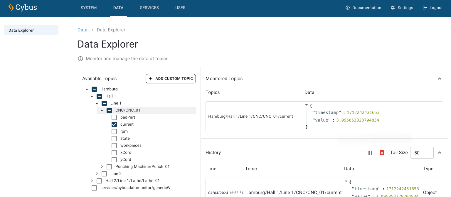 Screenshot of the Data Explorer main interface
